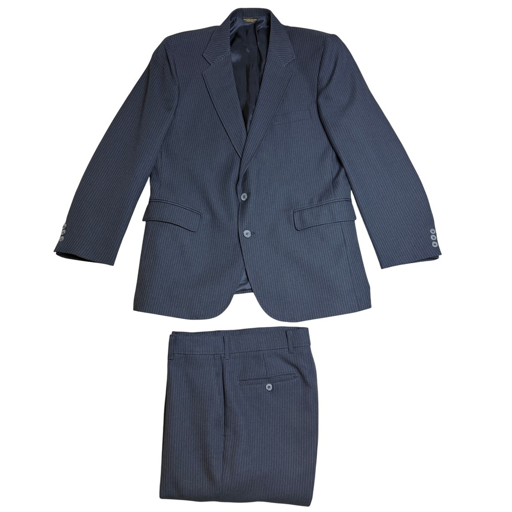 VTG Levis Action Suits Men 44R Navy Pinstripe 2 Piece Blazer Slacks (35x32) 80s